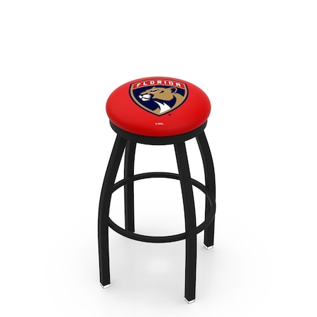 Holland Bar Stool Co 36" Blk Wrinkle Florida Panthers Swivel Bar Stool, Accent Ring L8B2B36FlaPan