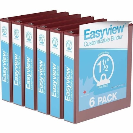 Davis Group Easyview Premium, Round Ring, Customizable, View Binder, (Burgundy, 1.5"), PK6 8412-08-06