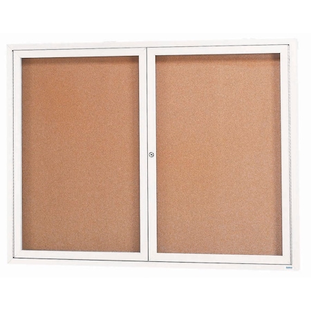 Aarco Enclosed Natural Pebble Grain Cork Bulletin Board w/ White Powder Coated Al Frame, 36''Hx48''W DCC3648RW