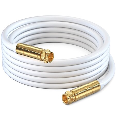 Maximm 10ft RG6 Quad Shielded Coaxial Cable for TV & Internet, White RG6-10-STS-WH