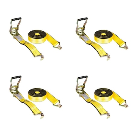 Mytee Products Ratchet Straps 2 inx50 ft w/Double J Hooks 10,000 lbs. BS, Tie Down Strap, 4PK RS250WHx4