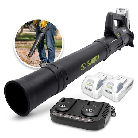 Snow Joe 24V Turbine Leaf Blower with 2-2.0Ah Batteries and Dual Charger 24V-TB-2AMP-KIT