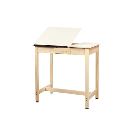 Diversified Spaces Rectangle Drafting Table, 14"x19-3/4"x2", Cntr Drwr, 36" W, 36" H, Almond DT-3SA37