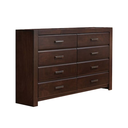 Homeroots 59" Brown Solid and Manufactured Wood Eight Drawer Double Dresser 490470
