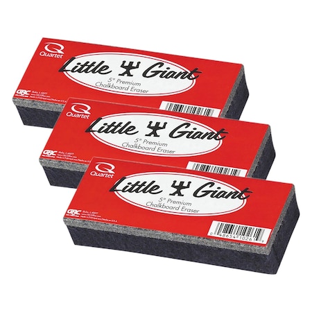 Quartet Chalk Eraser, Moderate Use, For All Chalk Surfaces, 5" x 2" x 1", 3PK 804526