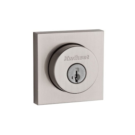 Kwikset Halifax Square Rose Double Cylinder Deadbolt SmartKey with 6AL Latch and STRKP Strike Pack 159SQT-15S.STRKP