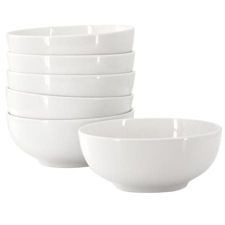 Our Table Simply White 6 Piece 6 Inch Round Porcelain Bowl Set in White 135771.06