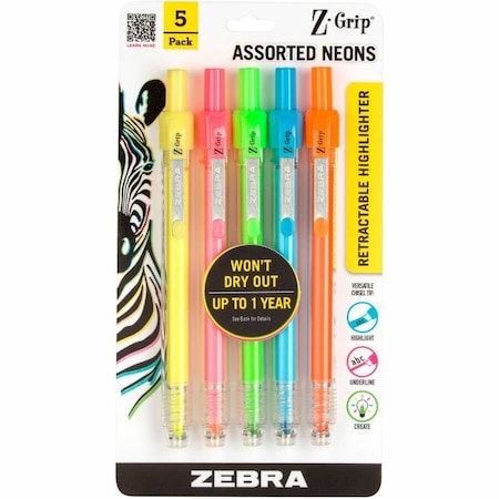 Zgrip Retractable Highlighter Assorted 71205
