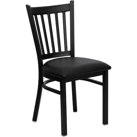 Flash Furniture Hercules Restaurant Chair, 17 in W 20-1/4" L 34-1/4" H, Vinyl Seat XU-DG-6Q2B-VRT-BLKV-GG
