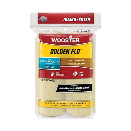 Wooster 4-1/2" Mini Paint Roller Cover, 3/8" Nap Nap, Fabric RR315