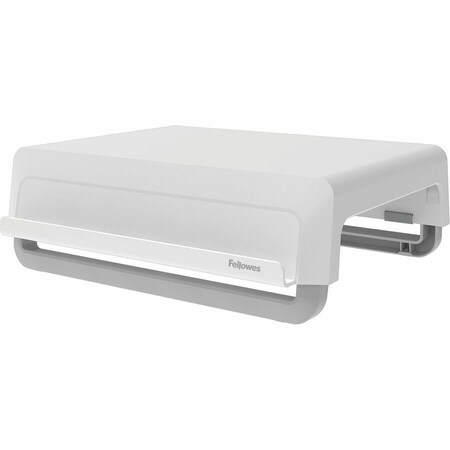 Fellowes Breyta Monitor Stand, 13.94in x 11.97in x 3.23in to 5.9in, White, Supports 33 lb 100098565