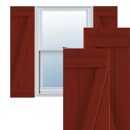 Ekena Millwork True Fit PVC Three Board Joined Board-n-Batten Shutters w/Z-Bar, Pepper Red , 16 1/8W x 48H, PR TFP102BBF16X048MR