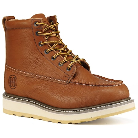 Handpoint Mens 6 in Soft Toe Moc Toe Work Boots-Slip Resistant SureTrack Boots, Full Grain Leather, 9 CK30-8494-EE-9