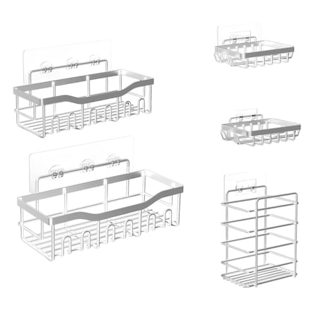 Fab Glass And Mirror 5-Pack Shower Caddy, Chrome- Shower Organizer & Shelves for Efficient Storage, Bathroom Caddy f CDY5-CH