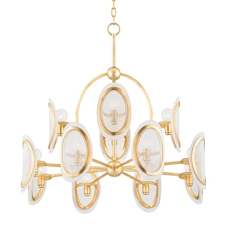 Hudson Valley Lighting Danes 12 Light Chandelier 34 In. Vintage Gold Leaf 1534-VGL