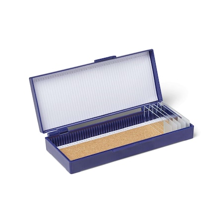 United Scientific 50-Place Microscope Slide Box, ABS, Blue 62610