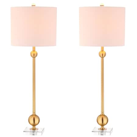 Jonathan Y Hollis 34" Metal LED Table Lamp, Brass with Crystal Base, 2PK JYL2010A-SET2