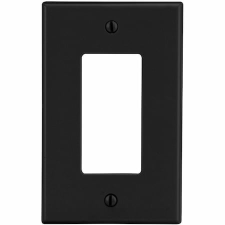 Hubbell Wiring Device-Kellems Wallplate, Mid-Size 1-Gang, 1) Decorator, Black PJ26BK