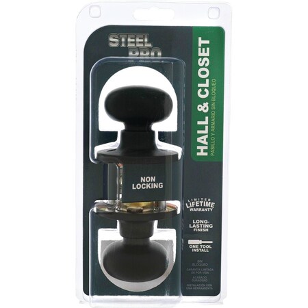 Steel Pro Matte Black Half Round Passage Knob TFX930B
