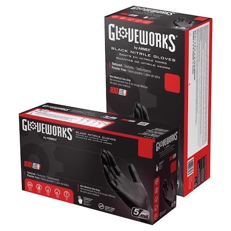 Gloveworks Nitrile, 100 PK, Black GPNB42100
