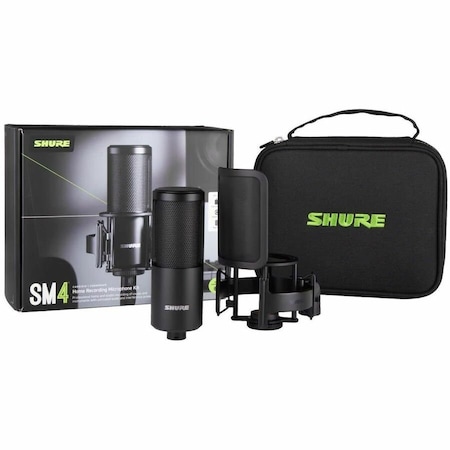 Shure SM4 MIC, BLACK, W/ SHOCK MOUNT, CASE SM4-K-KIT