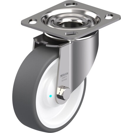 Blickle Swivel Plate Caster, PU, 5", 770 lb., Overall Height: 6-1/8" LKX-POTH 125KAD-14