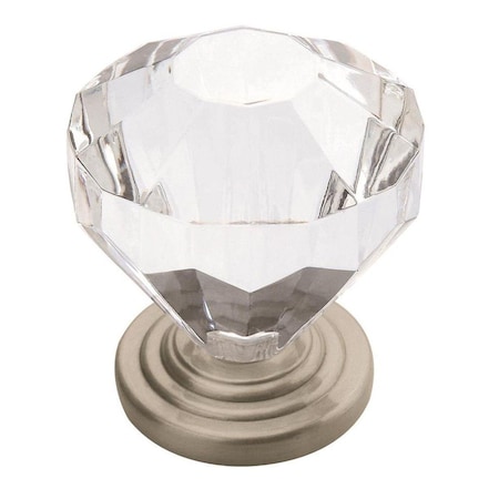 Amerock Traditional Classics 1-1/4 in 32 mm Diameter Clear/Satin Nickel Cabinet Knob - 5 Pack, 5PK 5PK14303G10