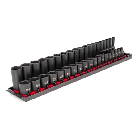 Tekton 3/8 in Drive Impact Socket Set, Metric, 38 pcs SID91211