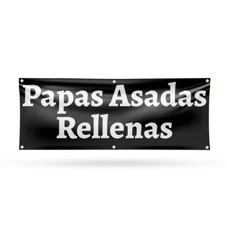 Signmission Papas Asadas Rellenas, 24 Inch x 72 Inch, Vinyl Banner B-72-30774