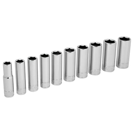 Performance Tool 10-Pc 3/8 In Dr. Metric Deep Socket Set, W38402 W38402