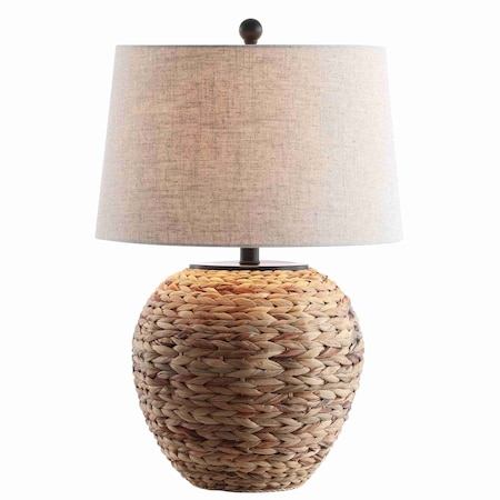 Jonathan Y Alaro 24.5" 1-Light Farmhouse Coastal Water Hyacinth Basket LED Table Lamp, Natural JYL6501A