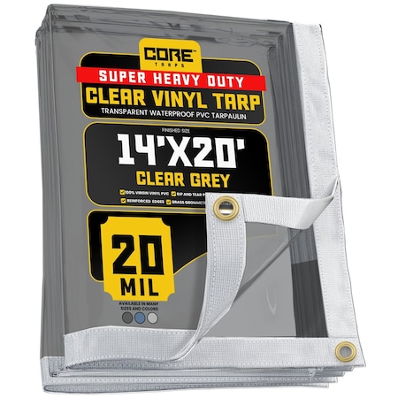 Core Tarps Tarp, 14 ft x 20 ft, 20 Mil, Gray, Polyethylene, UV Resistant CT-102-14X20