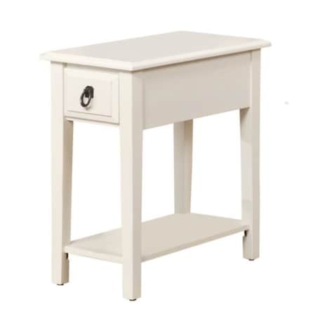 Homeroots 23" White Wood End Table With Drawer And Magazine Holder 285371
