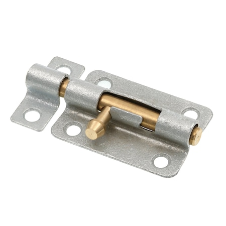 Prime-Line Door and Gate, Slide Barrel Bolt Latch 3 inch with Screws, Galvanized with Brass Bolt and Knob U 117553