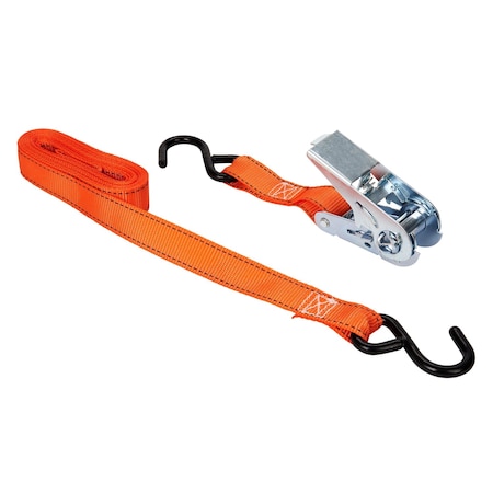 Keeper -610' x 1" Ratchet Tie-Down with S-Hook, Orange, 4PK 05508-V