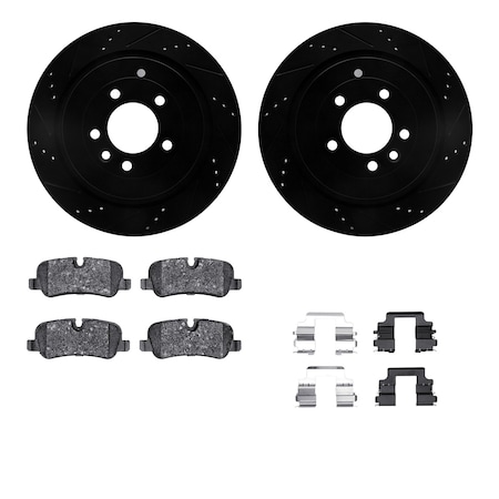 Dynamic Friction Co DFC Rotors-Drilled & Slotted-Black w/ EURO 5000 Ceramic Brake Pads Incl Hdw 8612-11007