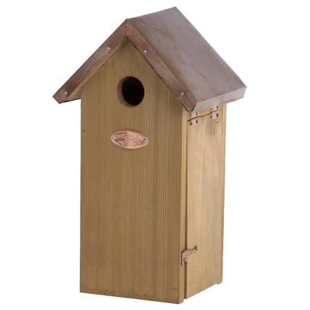 Esschert Design Antique Wash Wood Great Tit Bird House with Copper Roof NK04