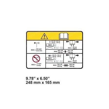 Jlg REPLACEMENT DECAL, CAPACITY 705 LB/320 K 1001237115