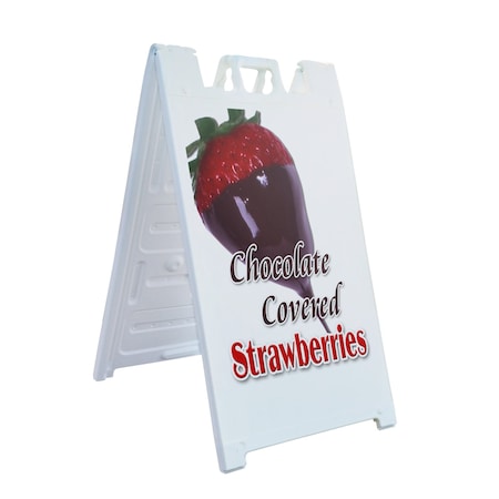 Signmission Chocolate Covered Strawberries, A-Frame & 2 Sign Inserts, Heavy-Duty Plastic Frame SBHD-C-2436-ChocolateCoveredStrawberries