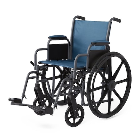 Medline K1 Basic Wheelchair with Desk-Length Arms, Swing-Away Footrests and Microban-Treated Touch Points MDS806250EET