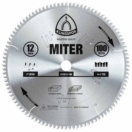 Klingspor 12" 100-Tooth Miter Saw Blade KSB12-106