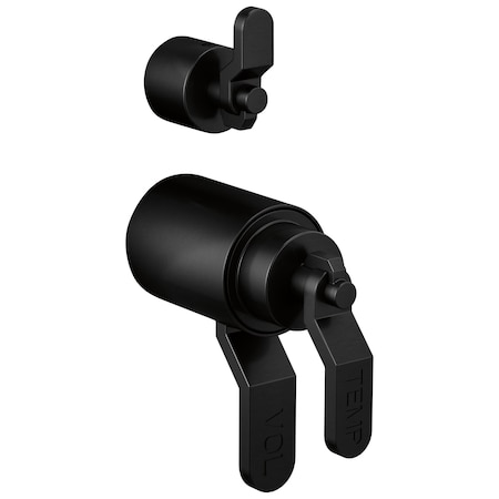 Brizo Litze Tempassure Thermostatic Valve With Diverter Trim Handle Kit, Industrial Lever Matte Black HL7534-BL