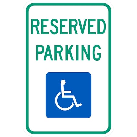 Lyle R7-8, Reserved Parking (Handicap Symbol) No Arrow, No Space, 12x18, High Intensity Prismatic, White G-4307-HI_12x18