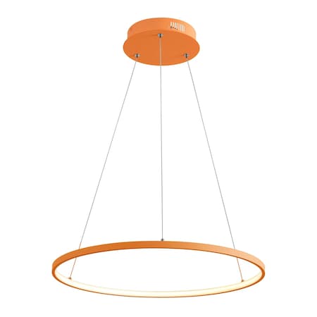 Jonathan Y Brice 23.75" Modern Contemporary Metal Round Dimmable Integrated LED Pendant, Orange JYL7203G
