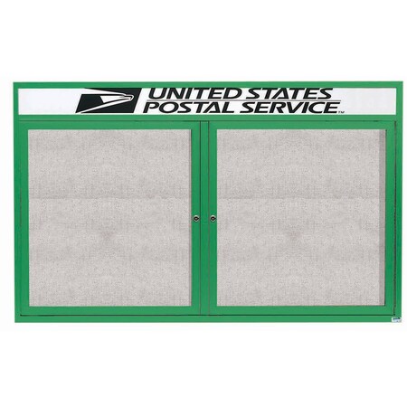 Aarco Outdoor Enclosed Bulletin Board w/ Al Frame Header, Powder Coated Green, Neutral 36''Hx60''W ODCC3660RHG