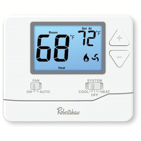 Robertshaw Digital Wall Thermostat, White, Plastic RS8110