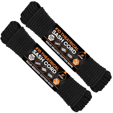 Xpose Safety Black Braided Sash Cord 5/16in x 100ft, 2PK BSC516-100-2-X-S