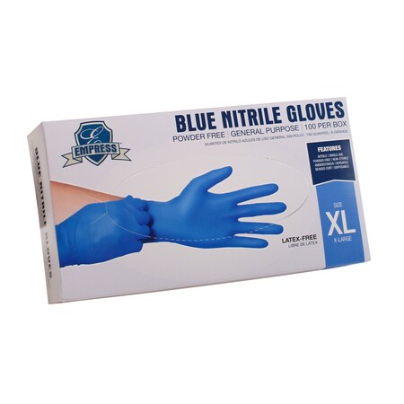 Empress Nitrile Glove Blue Powder Free X-Large 3 mil, 1000PK ENPFXL2004