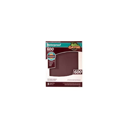 Gator Finishing Sanding Sheet, 9 in L, 11 in W, 600 Grit, Ultra Fine, Silicone Carbide Abrasive, 5PK 4471