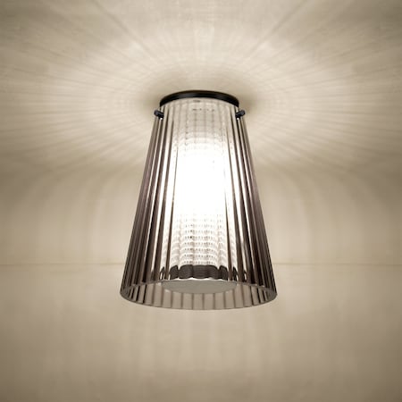 Besa Lighting Dion Ceiling, Smoke Shade, Black Finish, 1x9W LED DIONSMC-LED-BK